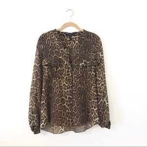 BCBG leopard print button up shirt